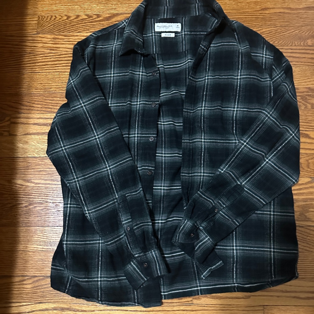 Green Plaid Button-Up Shirt